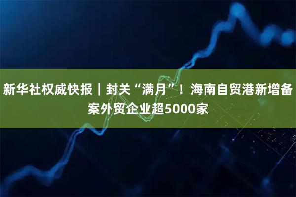 新华社权威快报｜封关“满月”！海南自贸港新增备案外贸企业超5000家