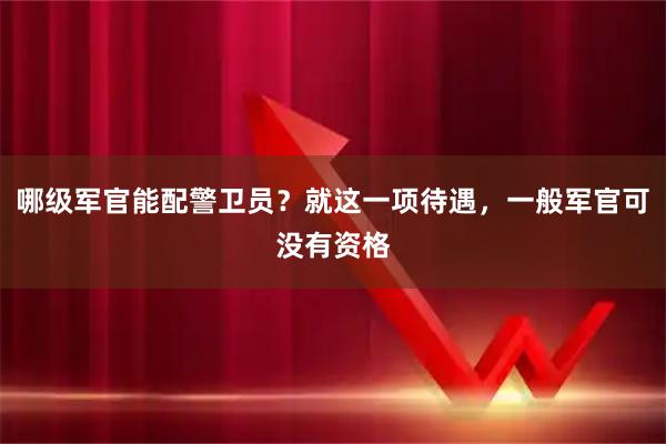 哪级军官能配警卫员？就这一项待遇，一般军官可没有资格